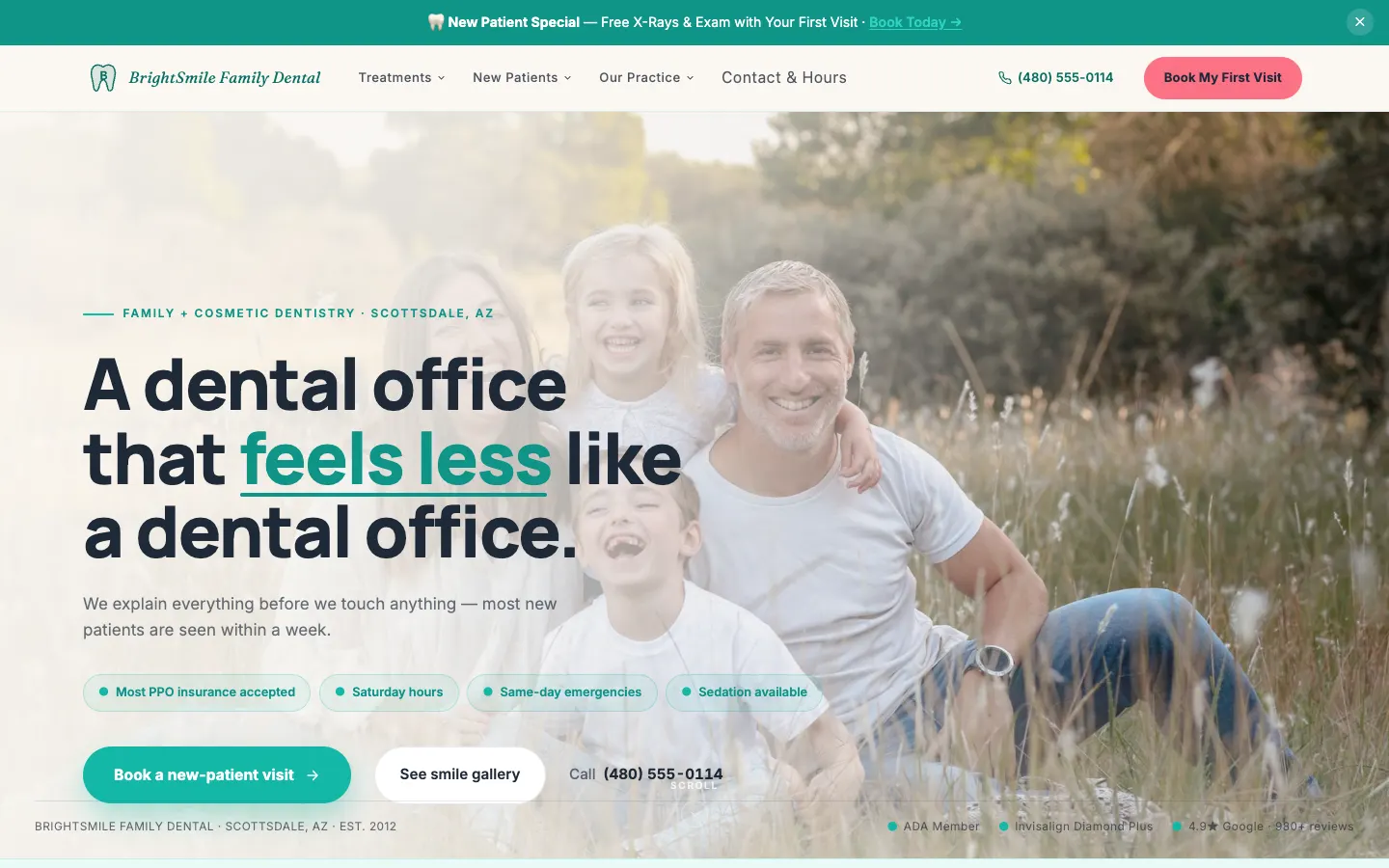 BrightSmile Family Dental website